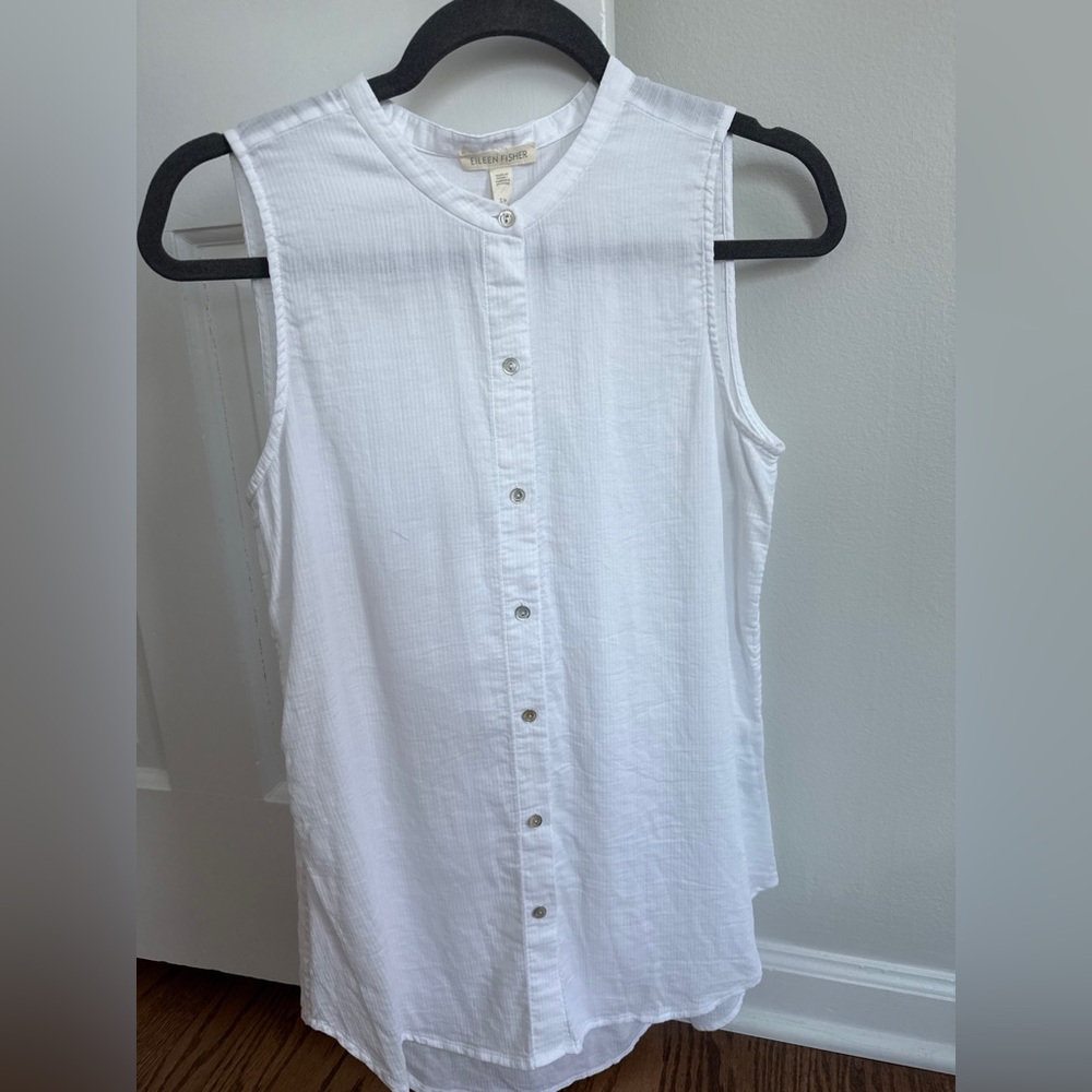 Eileen Fisher White Sleeveless Top